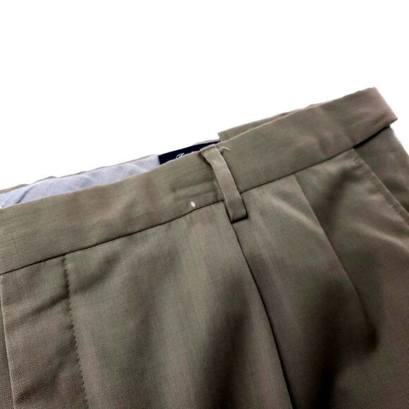 Land's End Wool Dress Pants 45/29 Beige Pleated Traditional Fit Adjustable Waist - Picture 3 of 9